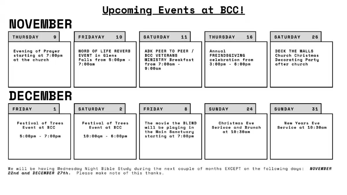 Upcoming Events Calendar download